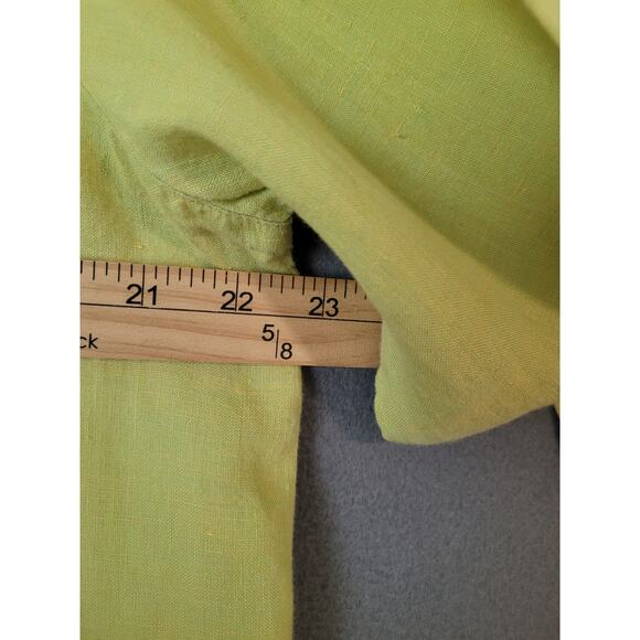 Liz Claiborne 100% Linen Yellow Button-Up Blouse Petite Large - Picture 6 of 7
